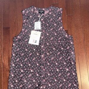 CHANEL Glittery Pink and Black Floral Top